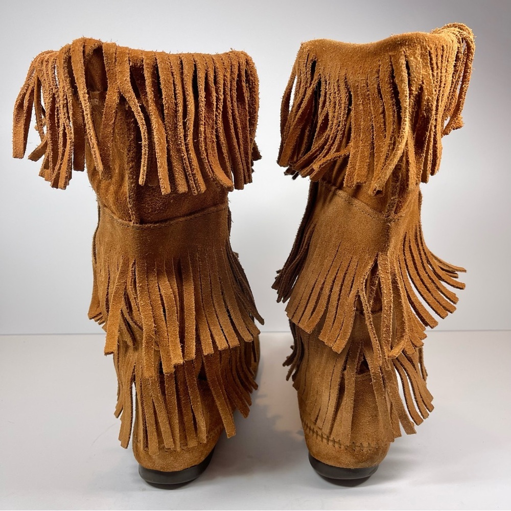 Minnetonka Brown 3-Layer Fringe Boots‎ Size 10M - Picture 4 of 14